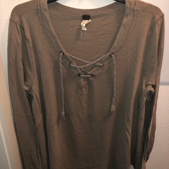 Free People Lace Up Sweatshirt - Picture 1 of 1